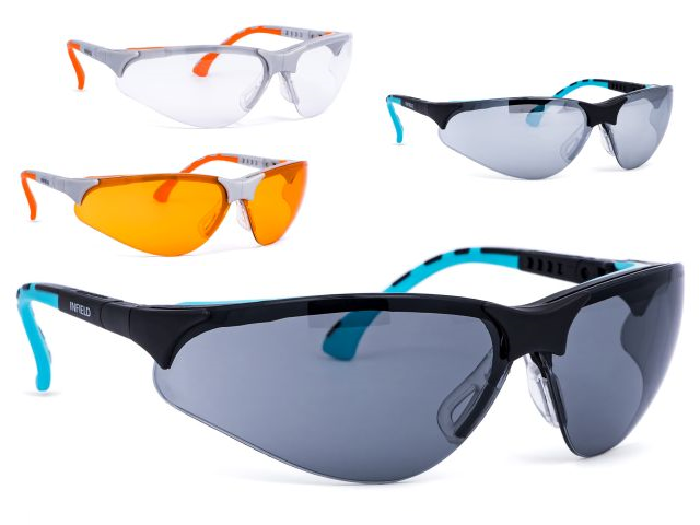 Schutzbrille Infield grau orange Terminator plus Brille Arbeitsschutz Neu 